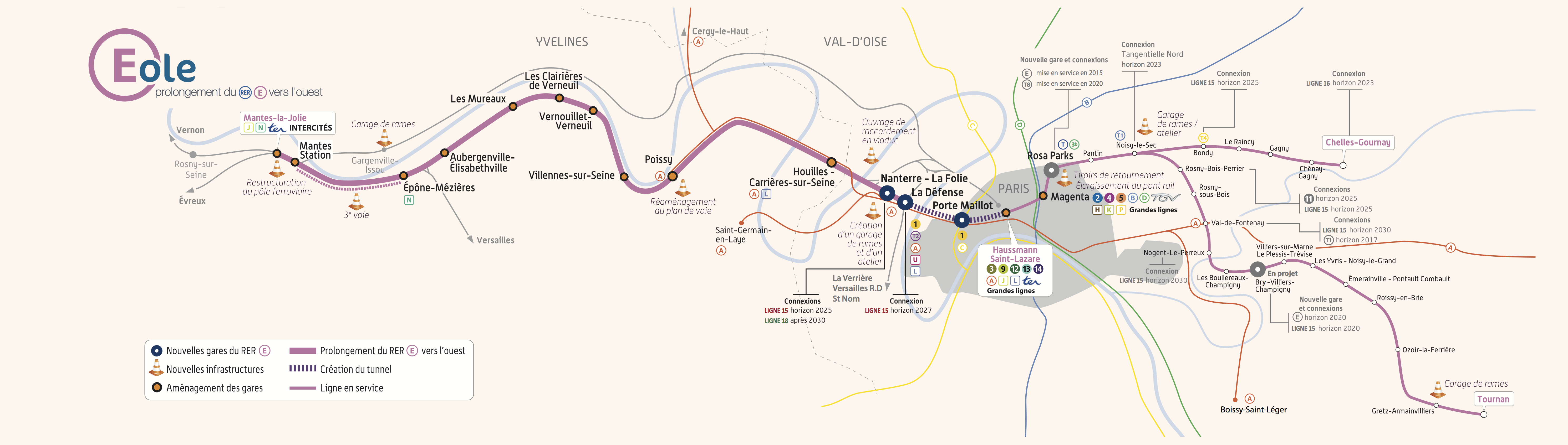 La carte du projet de prolongement du RER E