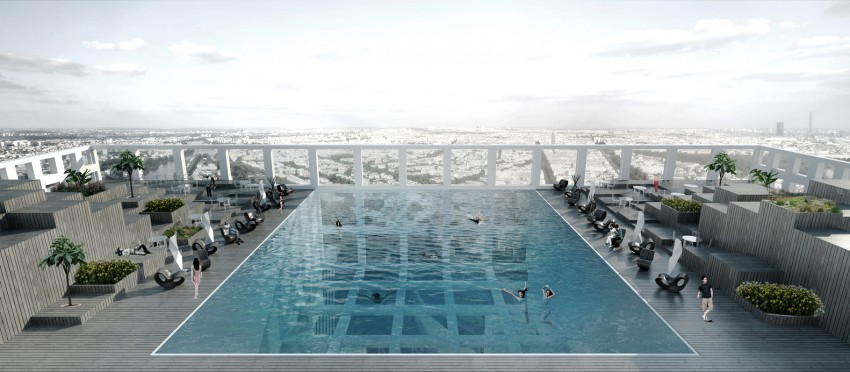La piscine suspendue de la tour Dizzying Rooftop Pool - Tommaso Bernabò Silorata 